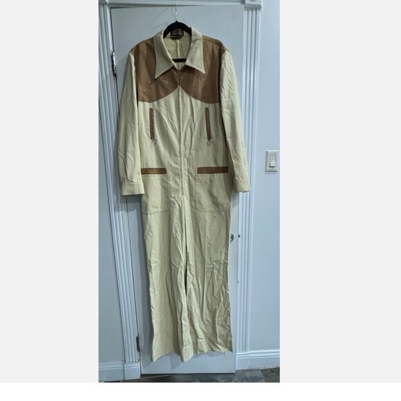 RARE VINTAGE RETRO CIRANO BARGI COVERALL SUEDE COWBOY YOKE WESTERN COVERALLS - Picture 1 of 14